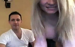 Webcam fun with a blond tgirl
