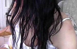 Sexy brunette loves to speak and shit play