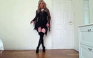Sexy black dress with no panties