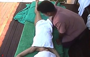 Sexy woman gets a happy ending massage  