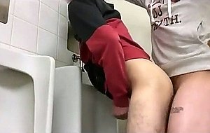 Suck rim and fuck in public bathroom