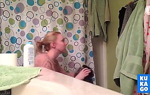 Blonde in bathroom  