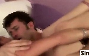 Horny milf is fucked intense on bed by young man
