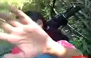 Indonesian couple fuck outside till cum on pussy  
