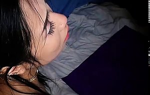 Skinny Asian fucked by a huge white cock