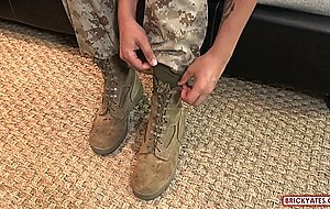 Lynn, marine super pog goes back to base with cum in her boots!