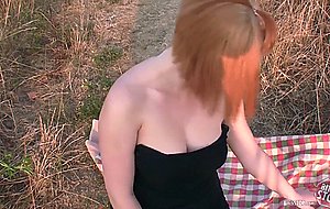 Redhead rides cock on the meadow video hd