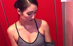 Fit asian sucks dick in gym bathroom after workout  