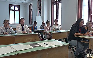 College students fuck their professor in classroom intense