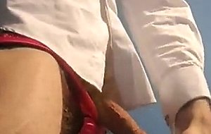 Buttplugged sissy spanking herself and cumming  