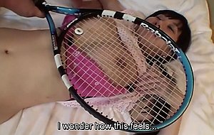 Uncensored japanese milf affair with tennis racket subtitled