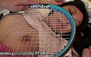 Uncensored japanese milf affair with tennis racket subtitled