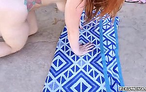 Horny redhead mom summer hart trips off her bikini  