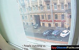 Real pov eurobabe pussybanged in the window  