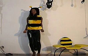 Bitch gets dressed like a bee and fucked intense by her man