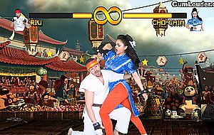 Sex and violence in a xxx parody of street fighter