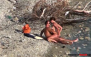 Nudist wife exposed riding hubby's cock on public beach