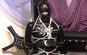 German sub in latex gets put into bondage by her master
