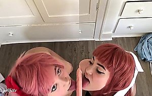 Monika and natsuki worshipping your cock  