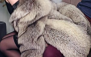 Part 1; teasing and bj in fox fur coat and lingeri