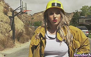 Damn Aspen Brooks is HOT in her construction uniform