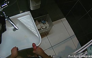 Fucking glasses - public restroom orgasm