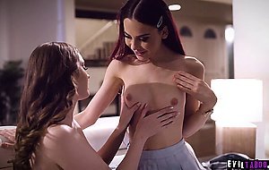 Gorgeous teen babes meet in a lesbian hookup