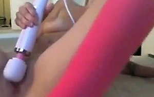 Cute girl with pigtails cums intense with toy on throbbing clit