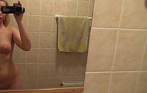 Cute girlfriend records herself while teasing astonishingly