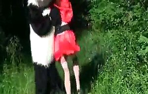 Little red riding slut runs into big sweet panda