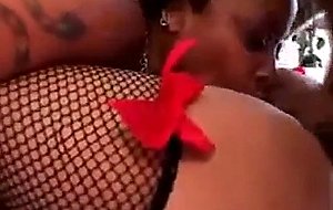 Jazmine, two big black asses bounce on one dick