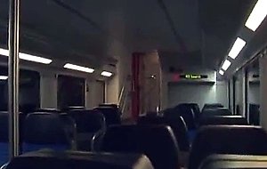German slut masturbates and fucked on a train