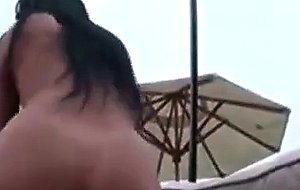 Latina takes a thick cock outside