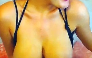 Huge titties babe stroking her pussy hd