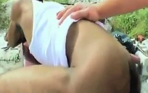 Big cock doggystyle fucks hairy ass outdoors