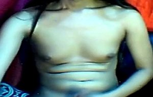 Skinny asian ladyboy masturbates on cam