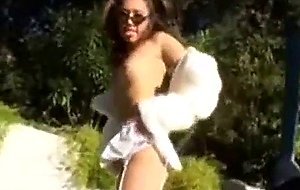 Young chick street stripping