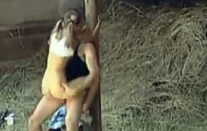 Teen fucked and jizzed in the barn