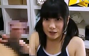 Beauty japanese teen give handjob