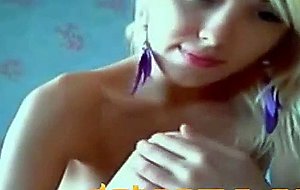 Horny blonde teen babe with vibrator