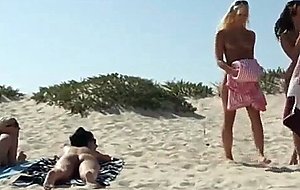 Waves of desire, sexy group of lesbians on the beach
