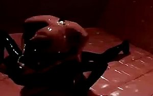 Rubber catfight in rubber cell