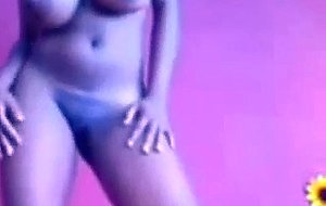 Sexy ebony with massive boobs teasing 