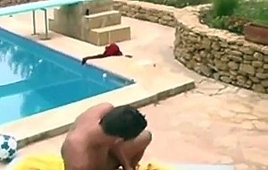 Sexy sweet dudes poolside screwing