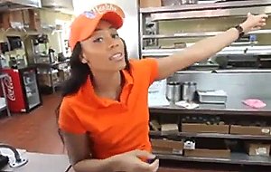 Black fast food slut gets pounded behind the counter 