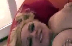 Blonde slut receives a load of cum after getting fucked