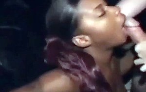 Black chick dogging with dudes outdoors