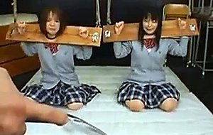 Two poor asian schoolgirls gets punished