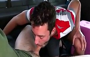 Straight hunk getting his cock sucked by a guy