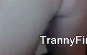 Busty tranny strokes cock